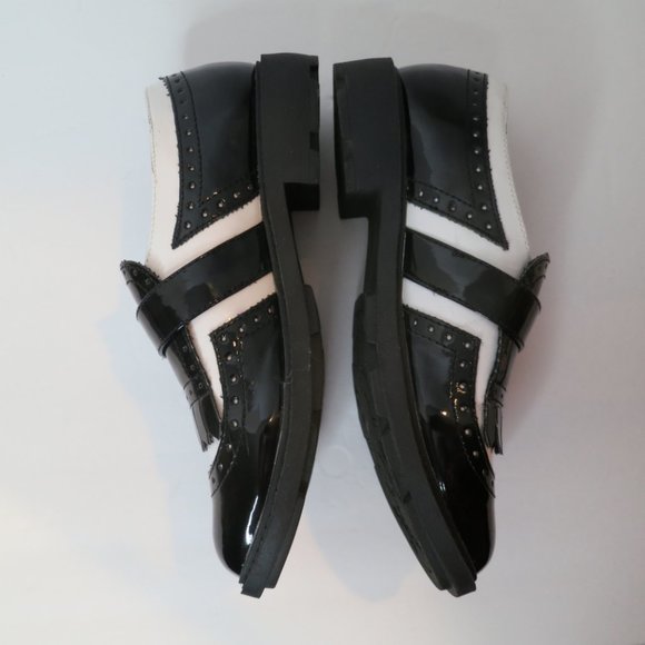 Women’s Rocket Dog Horace 8M Black White Patent Leather Oxford w Buckle - Picture 11 of 14